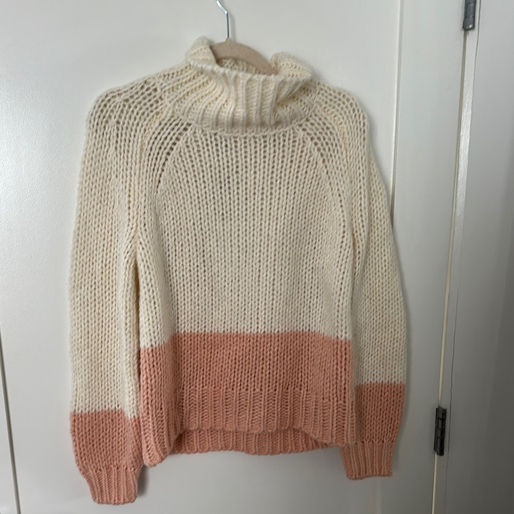 Reiss Cream and Pink Cowl Neck Sweater